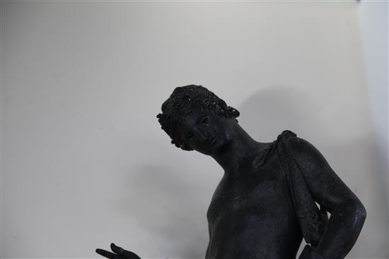 After the Antique. A Grand Tour bronze figure of Narcissus, 24in.